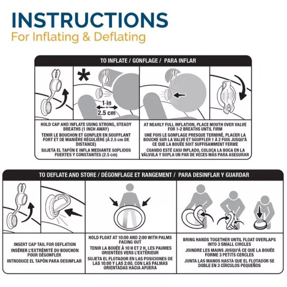 SwimWays Spring Float Inflatable Pool Lounger with Hyper-Flate Valve Blue - Picture 6 of 6